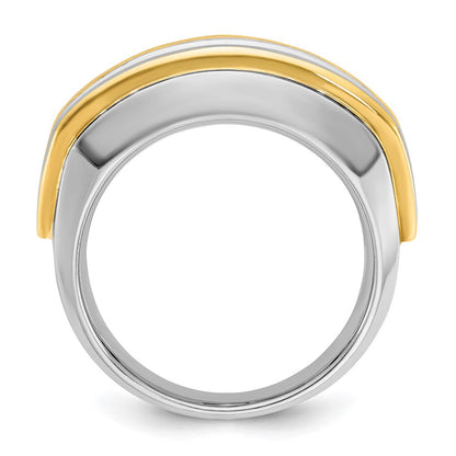 14K Zweifarbiger Herrenring mit 2 ct. im Labor gezüchteten Diamanten, VS/SI+ G+