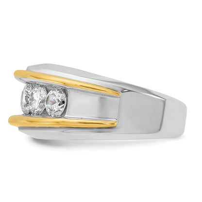 14K Zweifarbiger Herrenring mit 2 ct. im Labor gezüchteten Diamanten, VS/SI+ G+