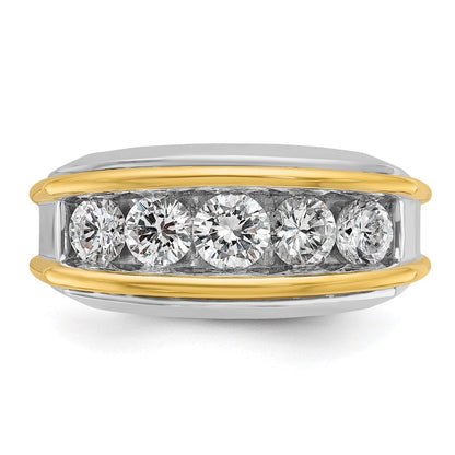 14K Zweifarbiger Herrenring mit 2 ct. im Labor gezüchteten Diamanten, VS/SI+ G+