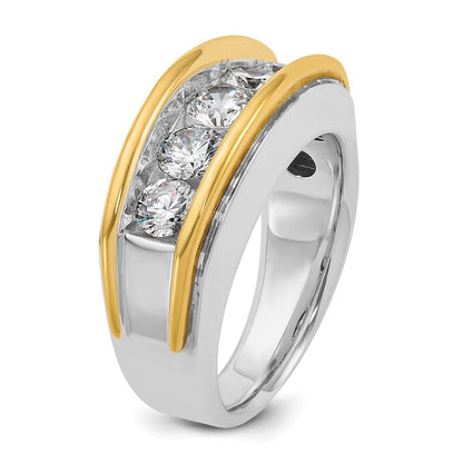 14K Zweifarbiger Herrenring mit 2 ct. im Labor gezüchteten Diamanten, VS/SI+ G+