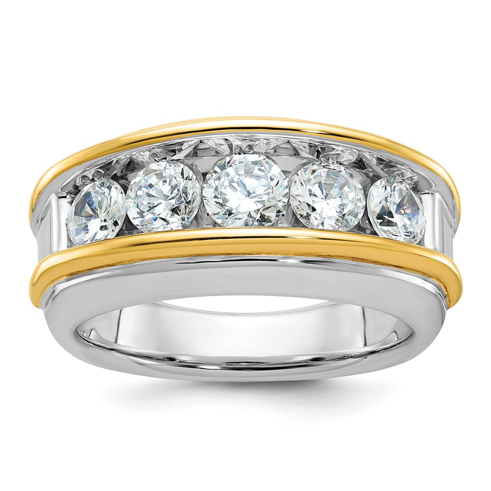 14K Zweifarbiger Herrenring mit 2 ct. im Labor gezüchteten Diamanten, VS/SI+ G+