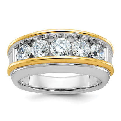 14K Zweifarbiger Herrenring mit 2 ct. im Labor gezüchteten Diamanten, VS/SI+ G+