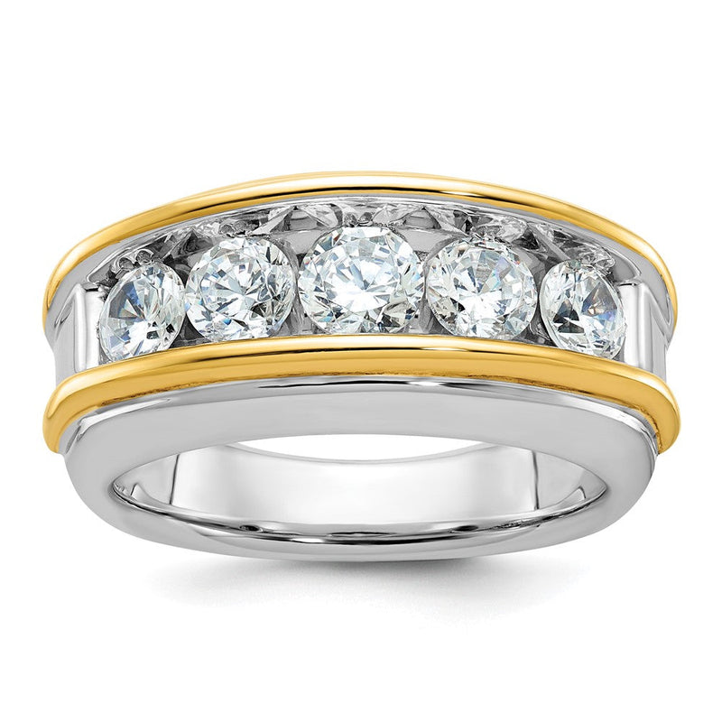 14K Zweifarbiger Herrenring mit 2 ct. im Labor gezüchteten Diamanten, VS/SI+ G+