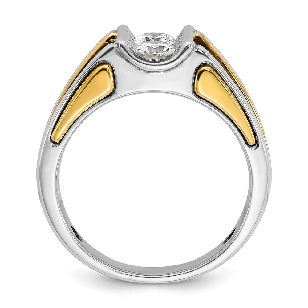 14K Zweifarbiges Gold Herren-Ring mit 0,75 ct. Diamant, komplett besetzt