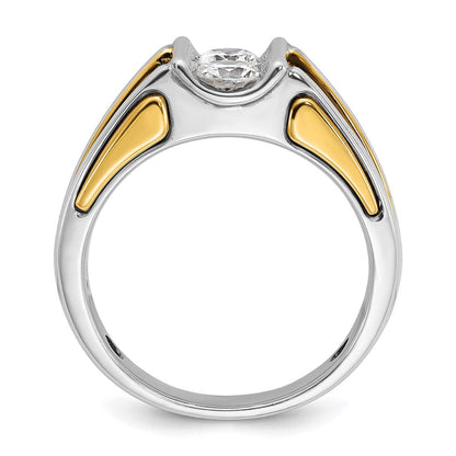 14K Zweifarbiges Gold Herren-Ring mit 0,75 ct. Diamant, komplett besetzt