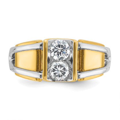 14K Bicolor Herrenring mit 0,75 ct. Labor gezüchteten Diamanten VS/SI+ G+