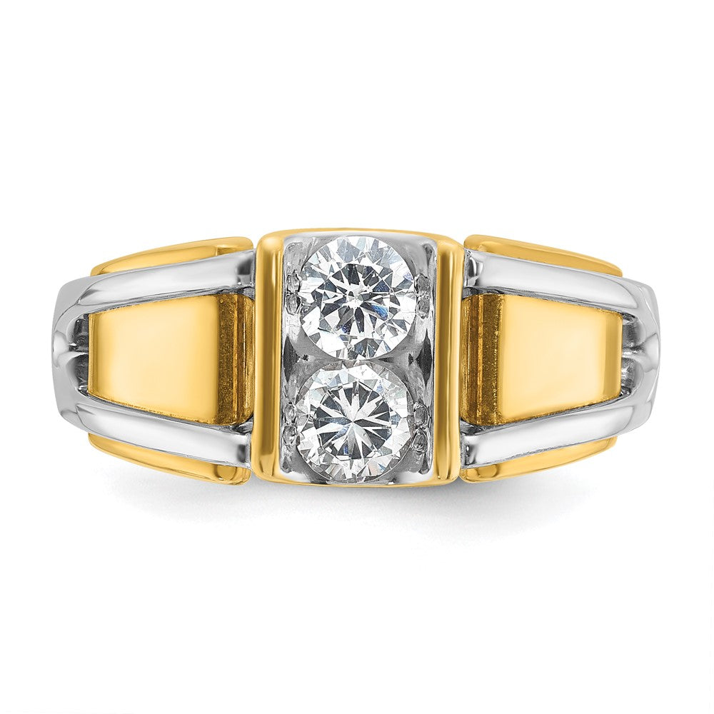 14K Zweifarbiges Gold Herren-Ring mit 0,75 ct. Diamant, komplett besetzt