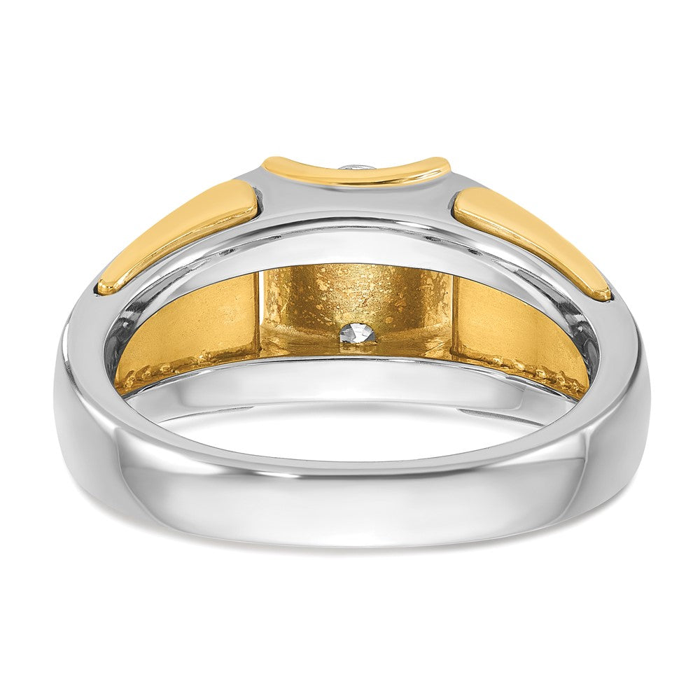 14K Zweifarbiges Gold Herren-Ring mit 0,75 ct. Diamant, komplett besetzt
