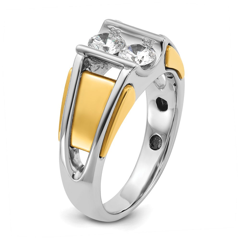 14K Zweifarbiges Gold Herren-Ring mit 0,75 ct. Diamant, komplett besetzt