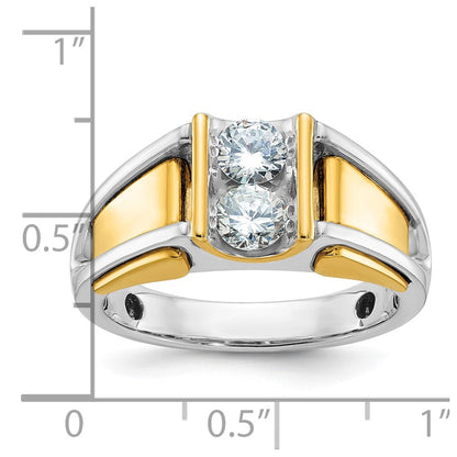 14K Zweifarbiges Gold Herren-Ring mit 0,75 ct. Diamant, komplett besetzt