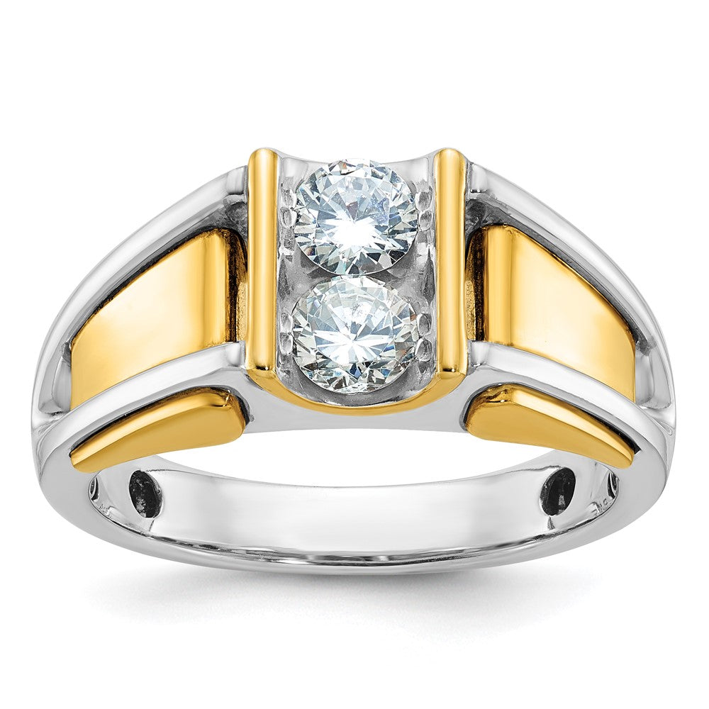 14K Bicolor Herrenring mit 0,75 ct. Labor gezüchteten Diamanten VS/SI+ G+