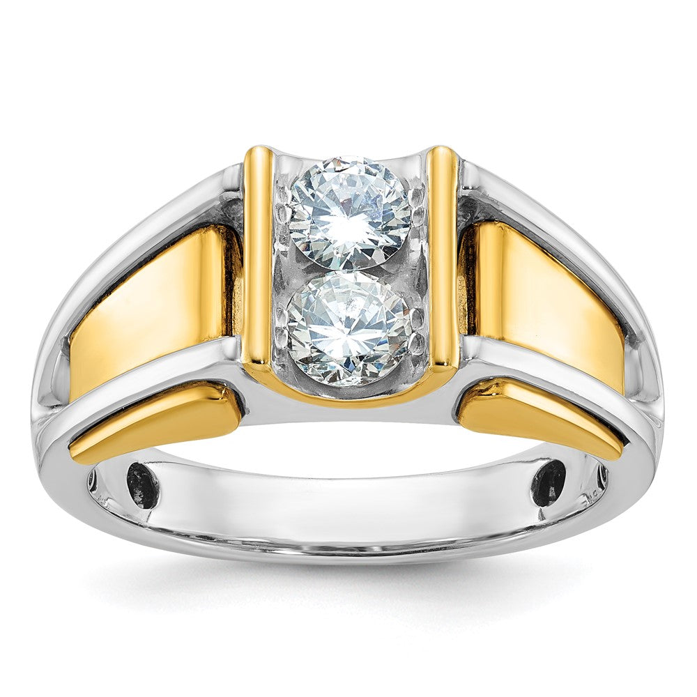14K Zweifarbiges Gold Herren-Ring mit 0,75 ct. Diamant, komplett besetzt