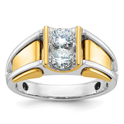 14K Zweifarbiges Gold Herren-Ring mit 0,75 ct. Diamant, komplett besetzt