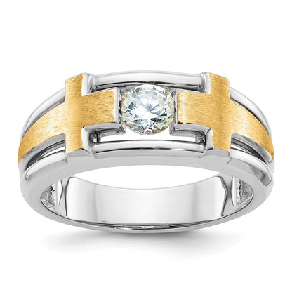 14K Bicolor Ibgoodman Herren Poliert Satiniert & Ausgeschnitten Kreuz Ring Mtg