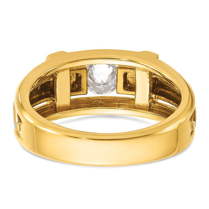 14K Bicolor-Gold Herren-Kreuzring mit Satinfinish und 0,5K Diamanten, komplett besetzt