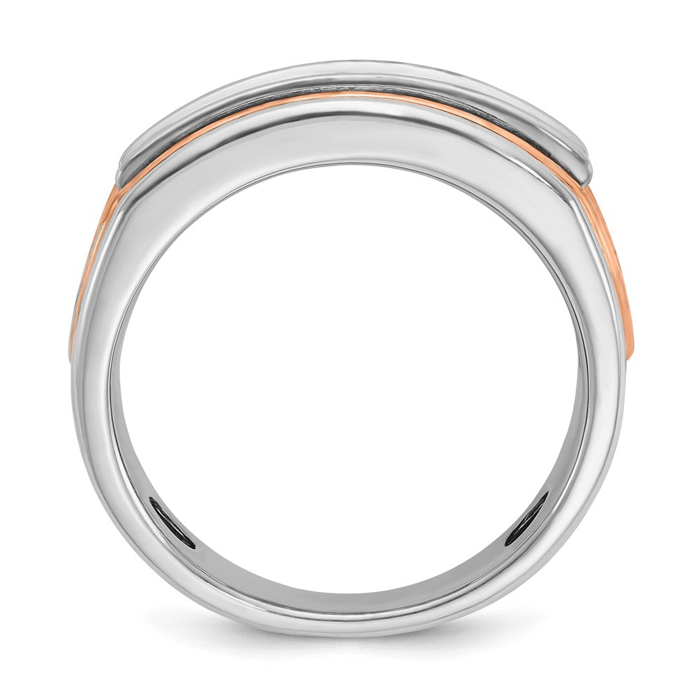 14K Weiß-/Roségold Herren-Ring zweifarbig aus Gold in Weiß-/Roségold mit 1K Diamant, komplett besetzt