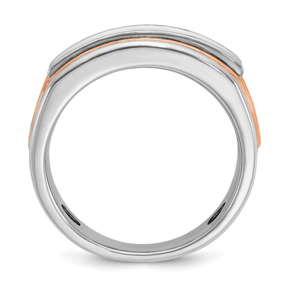 14K Weiß-/Roségold Herren-Ring zweifarbig aus Gold in Weiß-/Roségold mit 1K Diamant, komplett besetzt