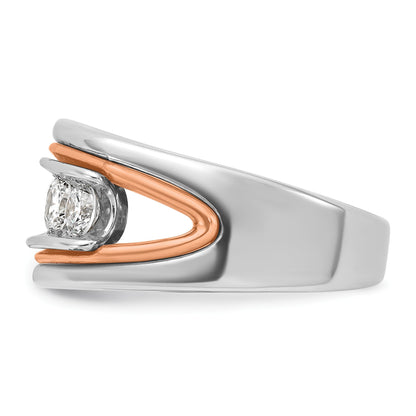 14K Weiß-/Roségold Herren-Ring zweifarbig aus Gold in Weiß-/Roségold mit 1K Diamant, komplett besetzt