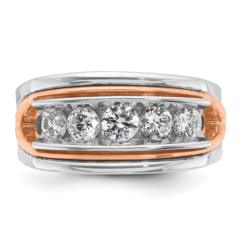 14K Weiß-/Roségold Herren-Ring zweifarbig aus Gold in Weiß-/Roségold mit 1K Diamant, komplett besetzt