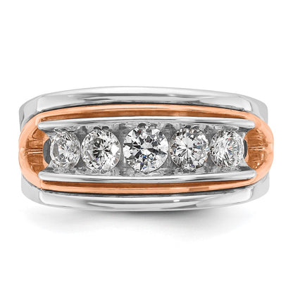 14K Weiß-/Roségold Herren-Ring zweifarbig aus Gold in Weiß-/Roségold mit 1K Diamant, komplett besetzt