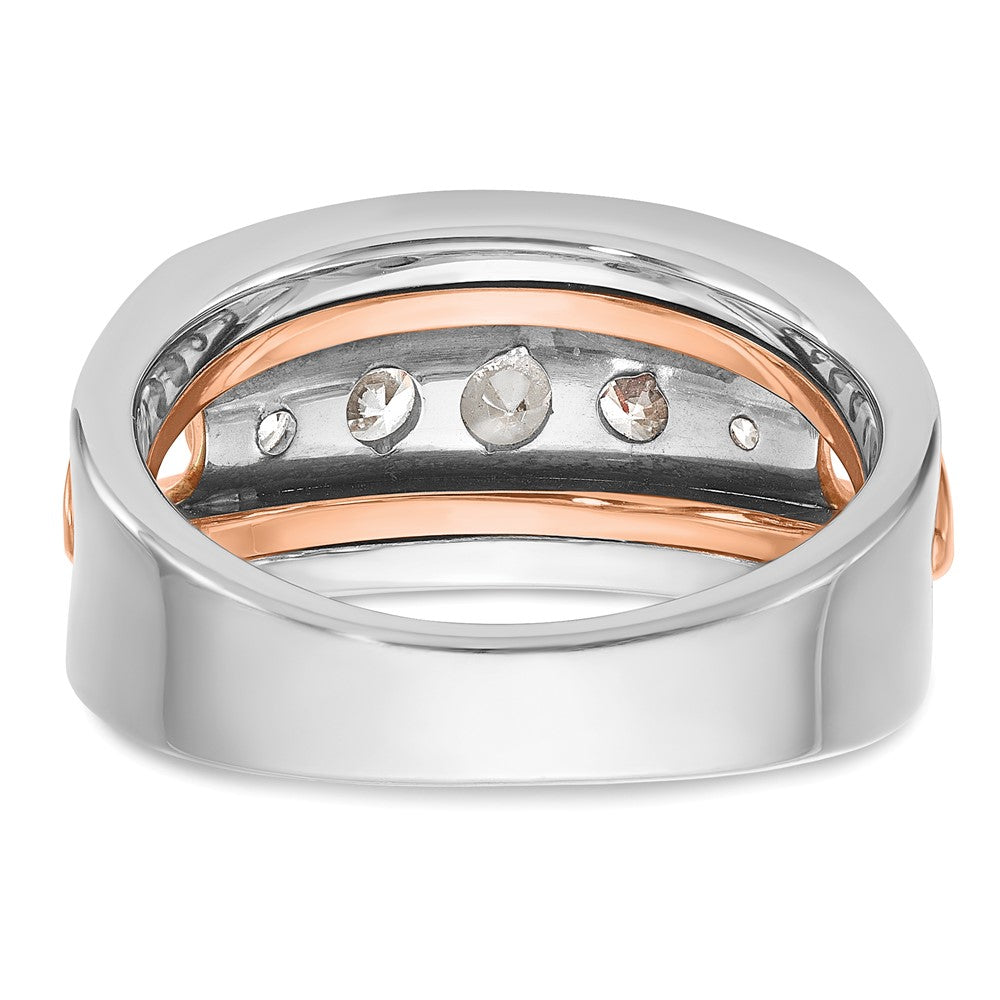14K Weiß-/Roségold Herren-Ring zweifarbig aus Gold in Weiß-/Roségold mit 1K Diamant, komplett besetzt