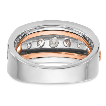 14K Weiß-/Roségold Herren-Ring zweifarbig aus Gold in Weiß-/Roségold mit 1K Diamant, komplett besetzt