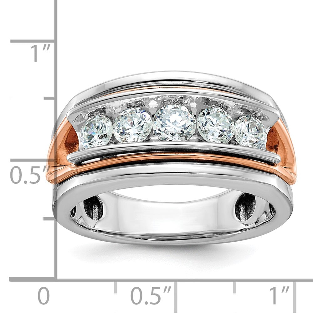 14K Weiß-/Roségold Herren-Ring zweifarbig aus Gold in Weiß-/Roségold mit 1K Diamant, komplett besetzt