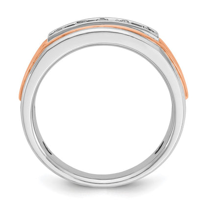 14K Weiß-/Roségold Bicolor Herrenring mit 0,5 ct. Diamant, komplett gefasst