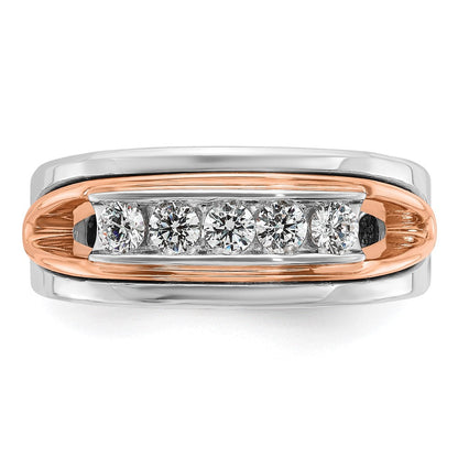 14K Weiß-/Roségold Bicolor Herrenring mit 0,5 ct. Diamant, komplett gefasst