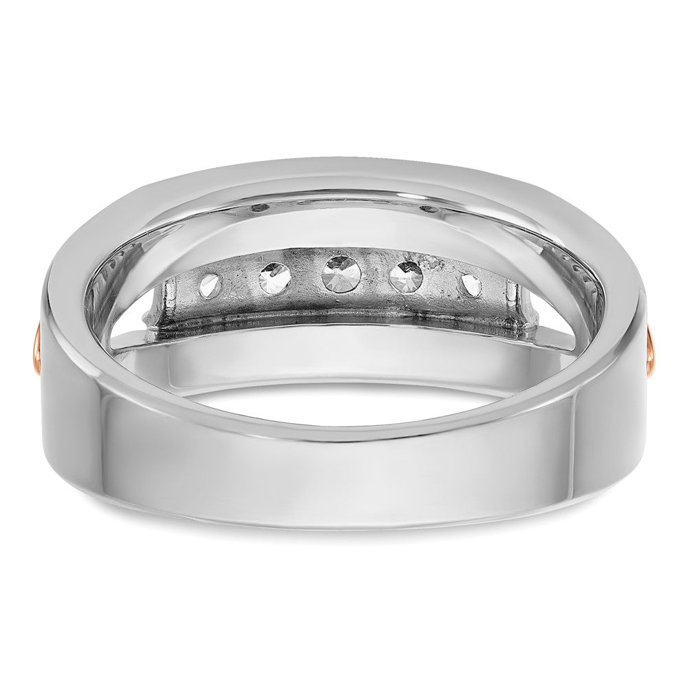 14K Weiß-/Roségold Bicolor Herrenring mit 0,5 ct. Diamant, komplett gefasst