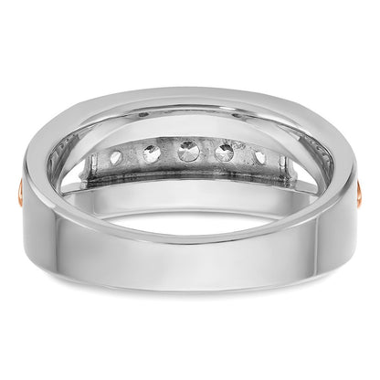 14K Weiß-/Roségold Bicolor Herrenring mit 0,5 ct. Diamant, komplett gefasst