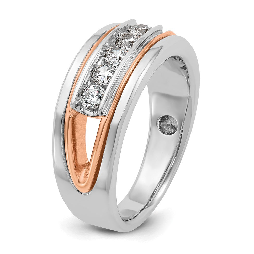 14K Weiß-/Roségold Bicolor Herrenring mit 0,5 ct. Diamant, komplett gefasst