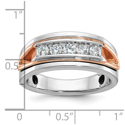 14K Weiß-/Roségold Bicolor Herrenring mit 0,5 ct. Diamant, komplett gefasst