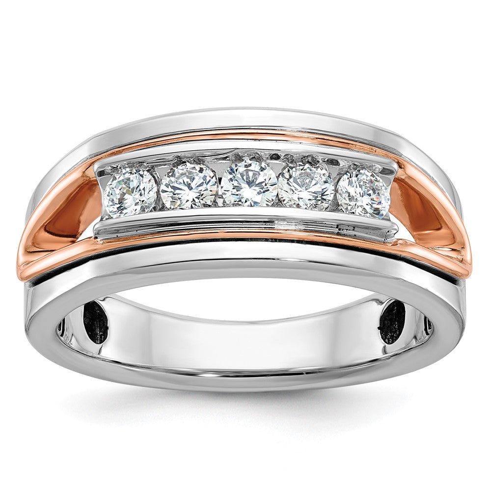 14K Weiß-/Roségold Bicolor Herrenring mit 0,5 ct. Diamant, komplett gefasst