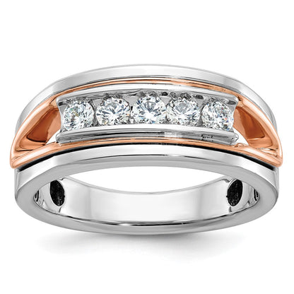 14K Weiß-/Roségold Bicolor Herrenring mit 0,5 ct. Diamant, komplett gefasst