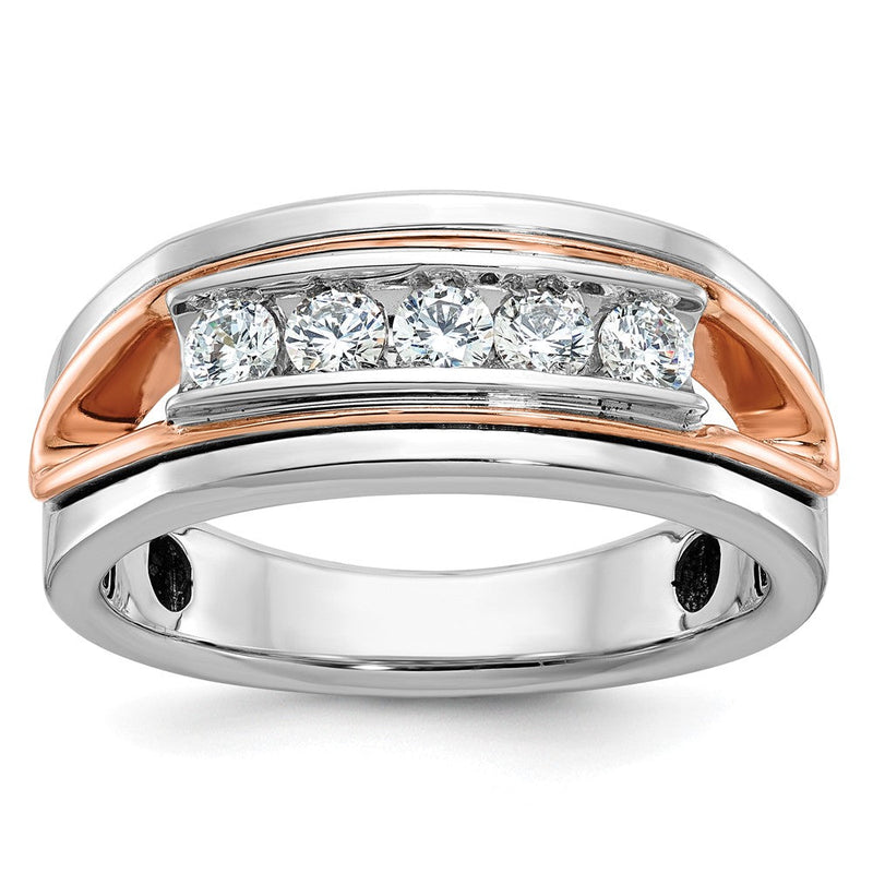 14K Weiß-/Roségold Bicolor Herrenring mit 0,5 ct. Diamant, komplett gefasst