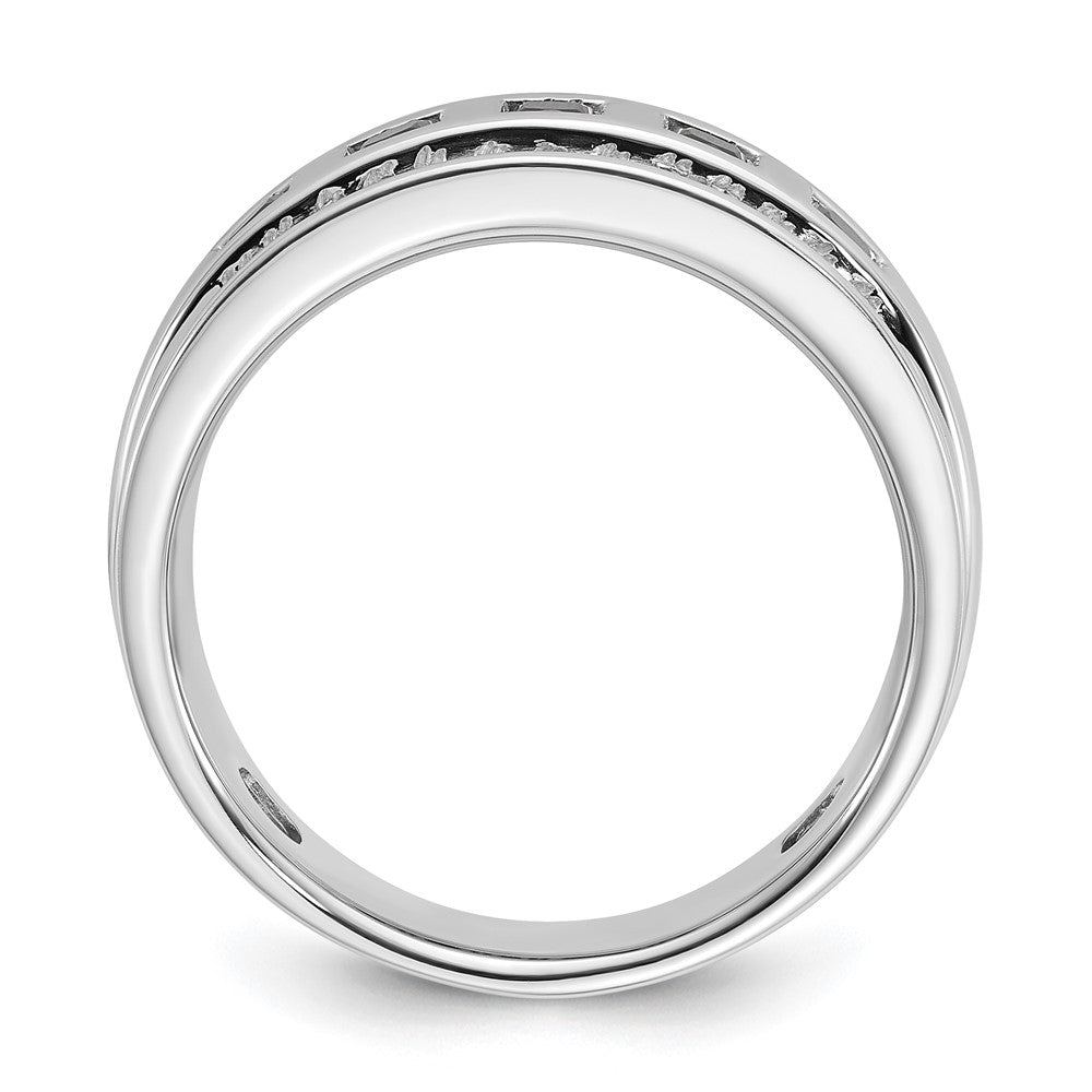 14K Weißgold Herren-Ring mit 1,5K schwarzen und weißen Diamanten, komplett
