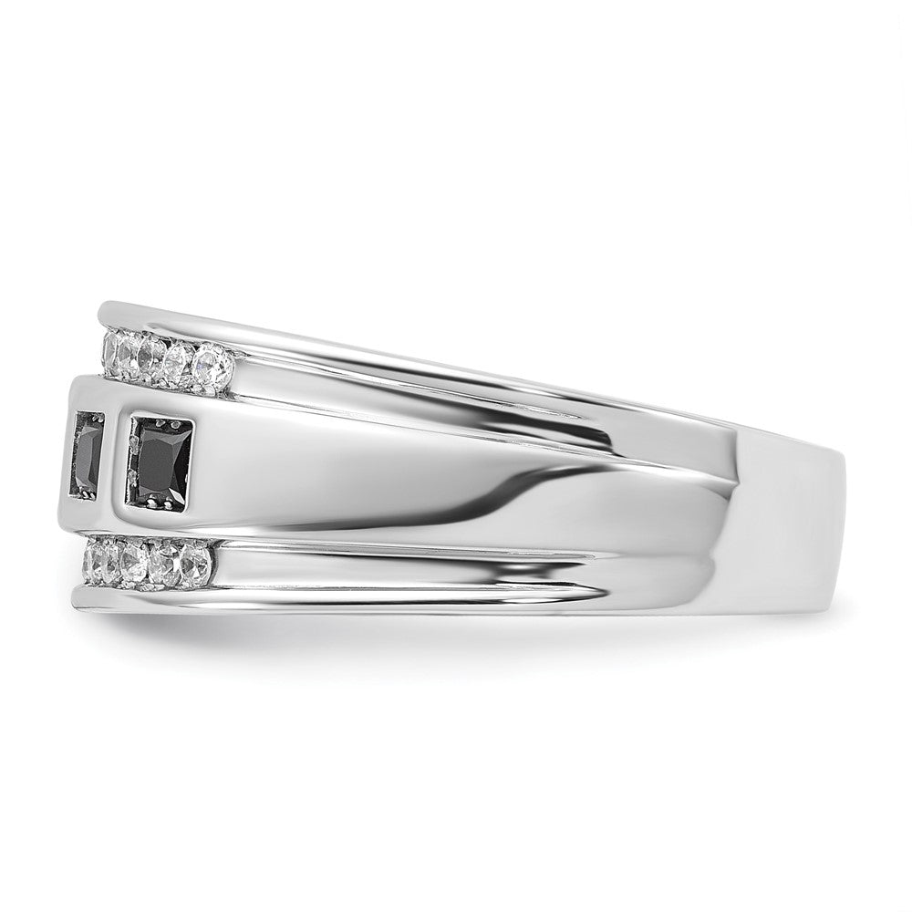 14K Weißgold Herren-Ring mit 1,5K schwarzen und weißen Diamanten, komplett