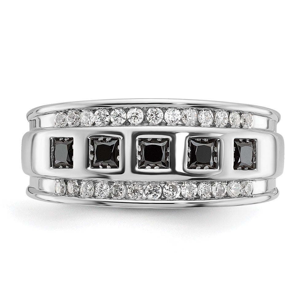 14K Weißgold Herren-Ring mit 1,5K schwarzen und weißen Diamanten, komplett