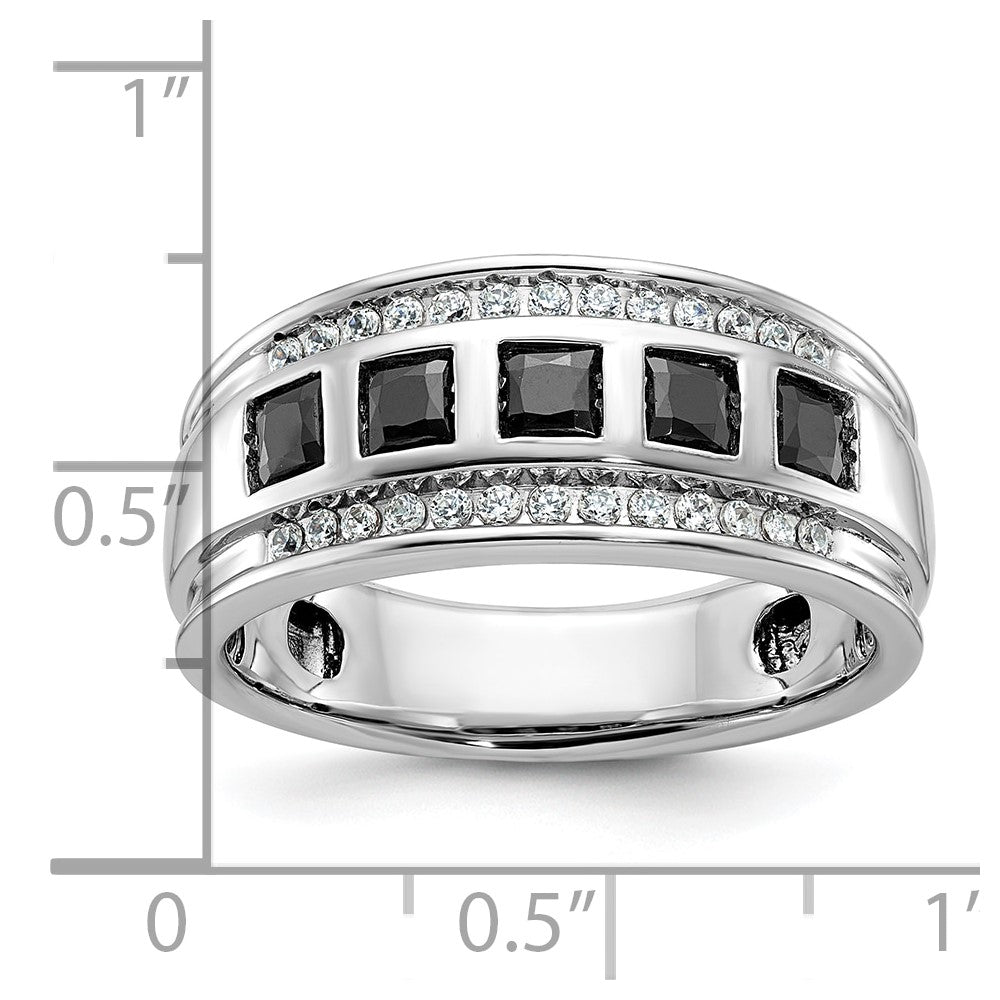 14K Weißgold Herren-Ring mit 1,5K schwarzen und weißen Diamanten, komplett