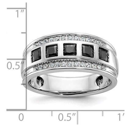 14K Weißgold Herren-Ring mit 1,5K schwarzen und weißen Diamanten, komplett