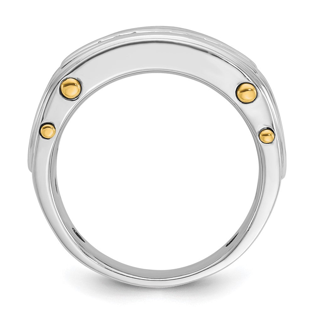 14K Bicolor Herrenring mit 1 ct. im Labor gezüchteten Diamanten VS/SI+ G+, Fünf-Stein, poliert und mit Ausschnitten