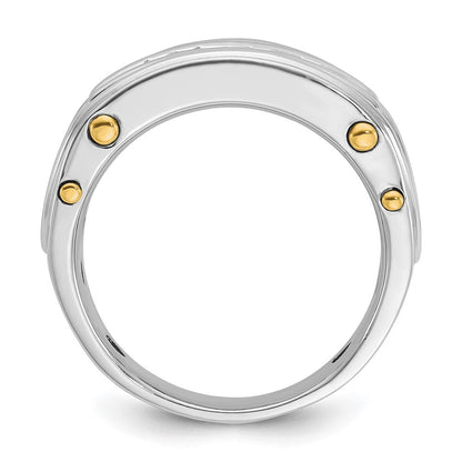 14K Bicolor Herrenring mit 1 ct. im Labor gezüchteten Diamanten VS/SI+ G+, Fünf-Stein, poliert und mit Ausschnitten