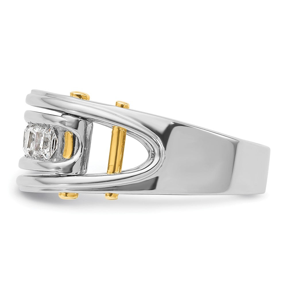 14K Bicolor-Gold Herren-Ring mit 1 ct. Diamant, komplett besetzt