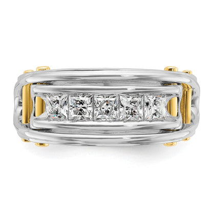 14K Bicolor-Gold Herren-Ring mit 1 ct. Diamant, komplett besetzt