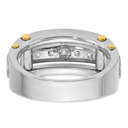 14K Bicolor Herrenring mit 1 ct. im Labor gezüchteten Diamanten VS/SI+ G+, Fünf-Stein, poliert und mit Ausschnitten