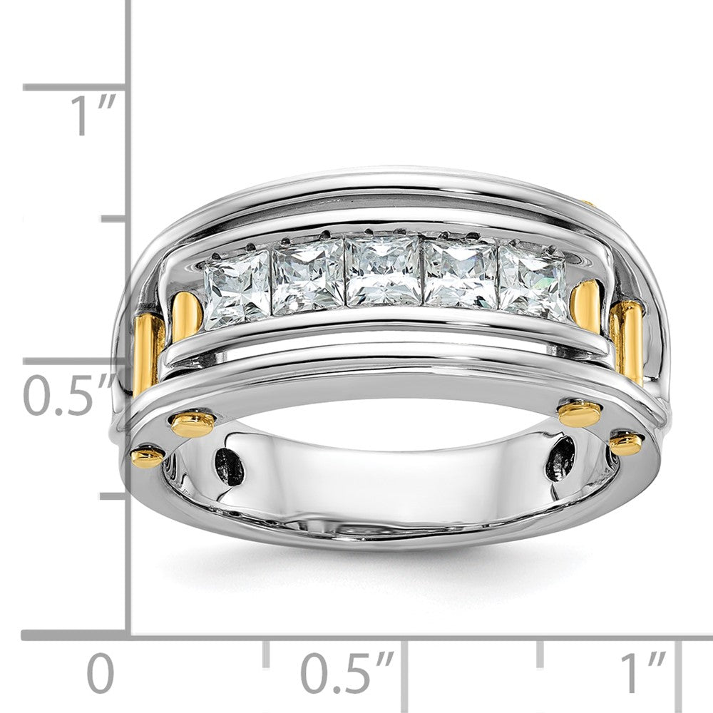 14K Bicolor-Gold Herren-Ring mit 1 ct. Diamant, komplett besetzt