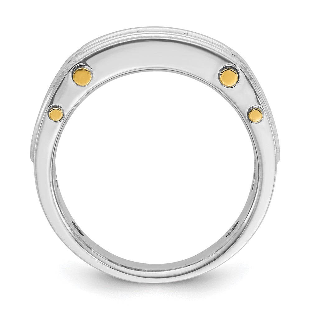 14K Zweifarbiges Gold Herren-Ring mit 0,5K Diamanten, komplett