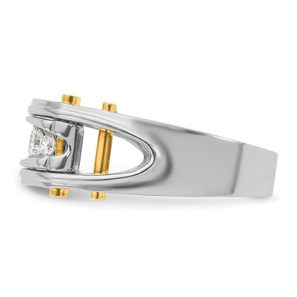14K Bicolor 0,5 ct. Laborgezüchteter Diamant VS/SI+ G+ Fünf-Steine Komplett Poliert und Ausgeschnitten Herrenring