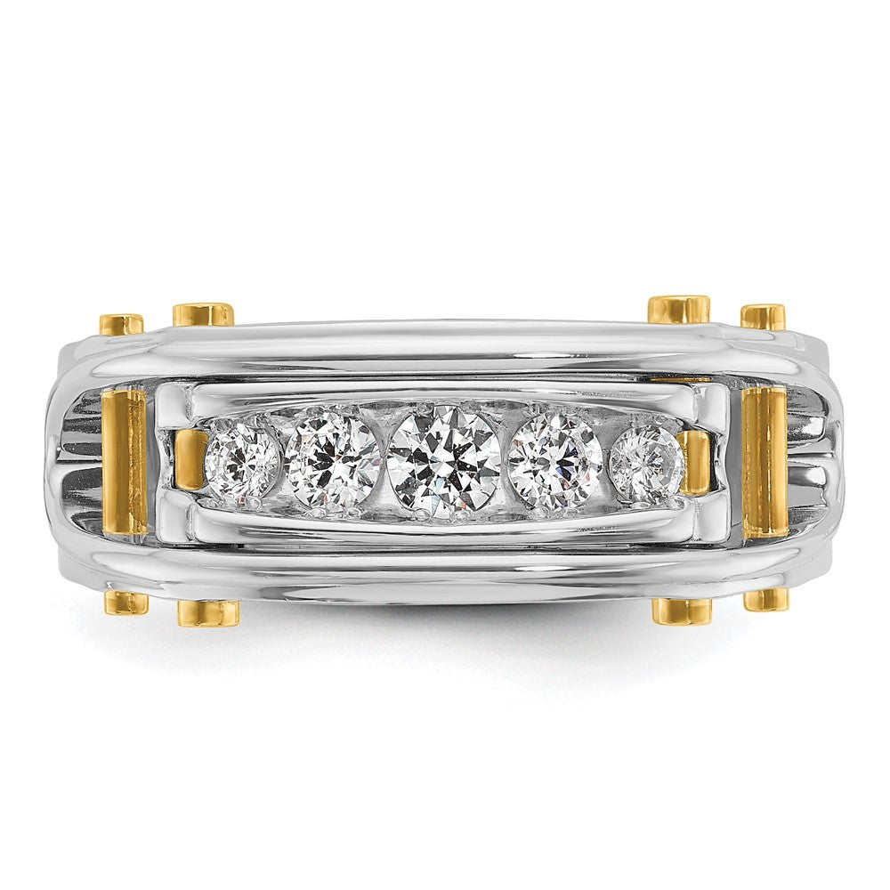 14K Zweifarbiges Gold Herren-Ring mit 0,5K Diamanten, komplett